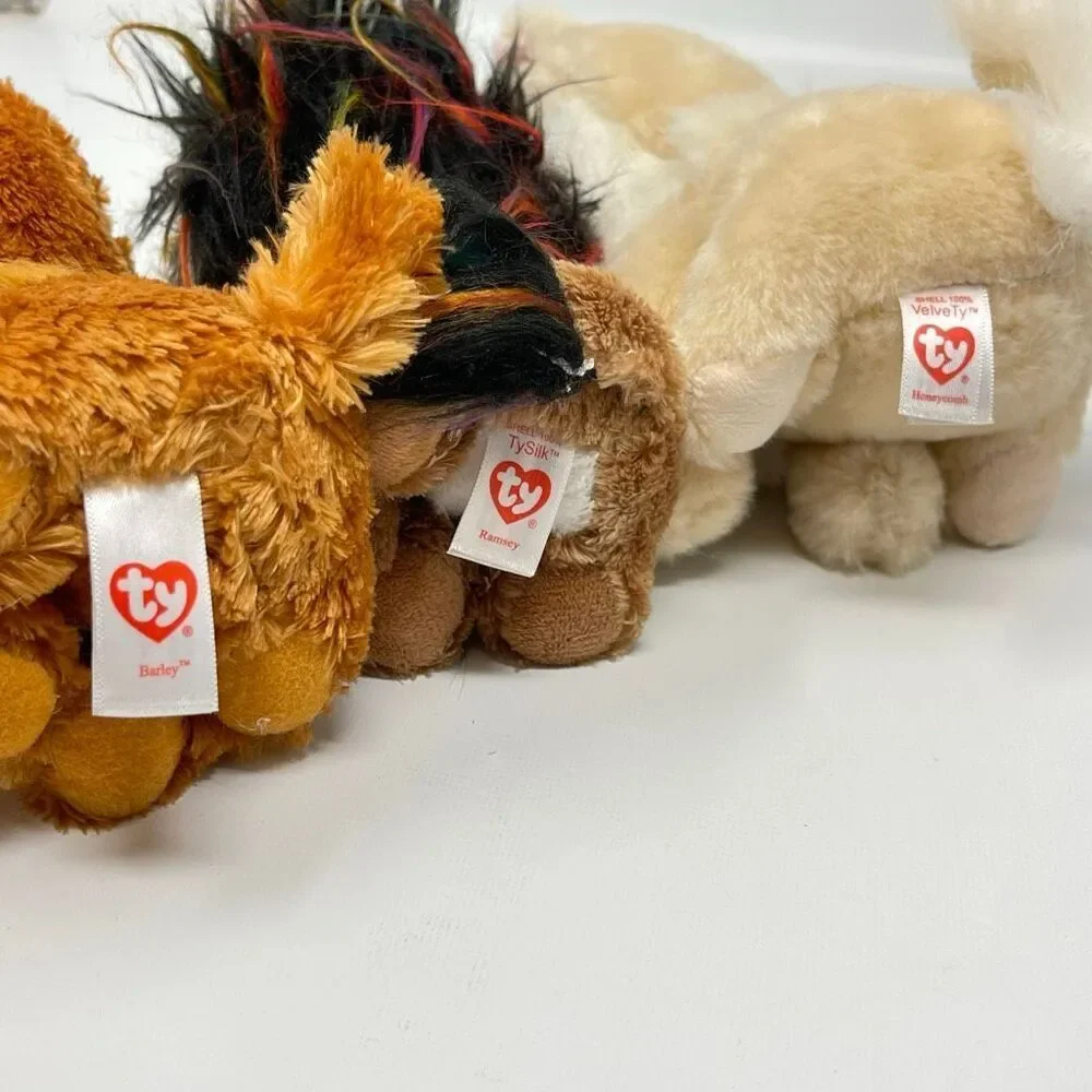 Ty Beanie Boo Lot of 3 Ramsey Unicorn Lion Honeycomb Corgi Dog Barley Chow Dog